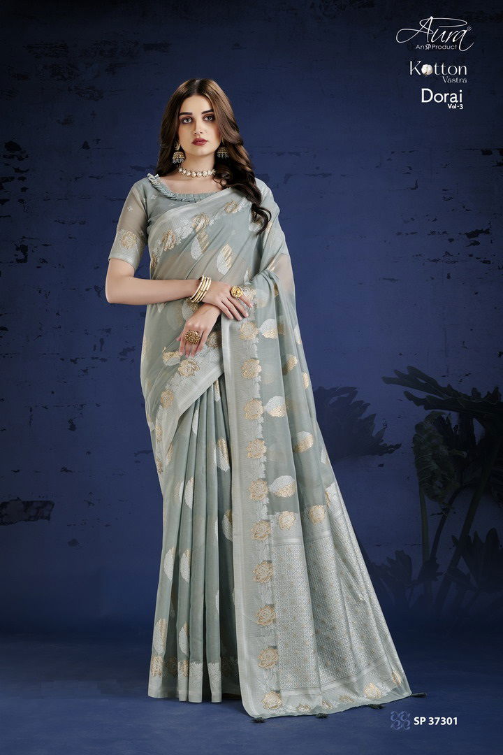 Aura Cotton Vastra Dorai Vol 3 Fancy Exclusive Wear Wholesale Designer Sarees
